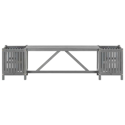 Panca da Giardino con 2 Fioriere 150cm Legno di Acacia Grigio