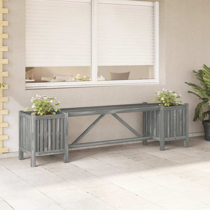 Panca da Giardino con 2 Fioriere 150cm Legno di Acacia Grigio