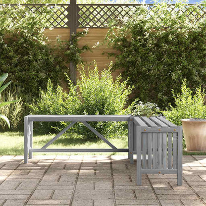 Panca Giardino Angolare e Fioriera 117cm Massello Acacia Grigia