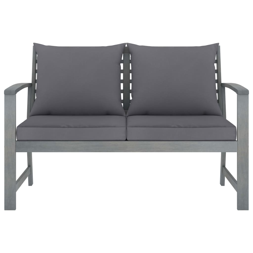 Panca da Giardino 120 cm Cuscino Grigio Scuro Legno di Acacia