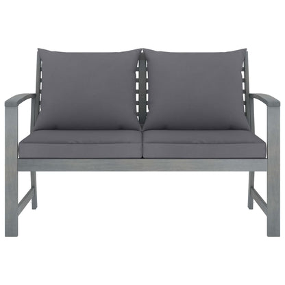Panca da Giardino 120 cm Cuscino Grigio Scuro Legno di Acacia