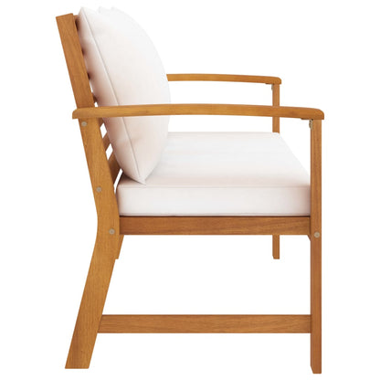 Panca da Giardino 120 cm con Cuscino Crema in Legno di Acacia
