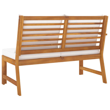 Panca da Giardino 114,5 cm con Cuscino Crema in Legno di Acacia