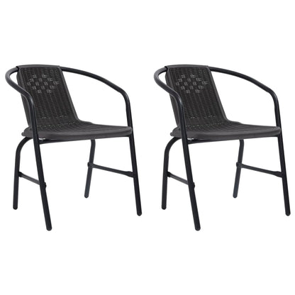 Sedie da Giardino 2 pz Nere Plastica Stile Rattan Acciaio 110kg