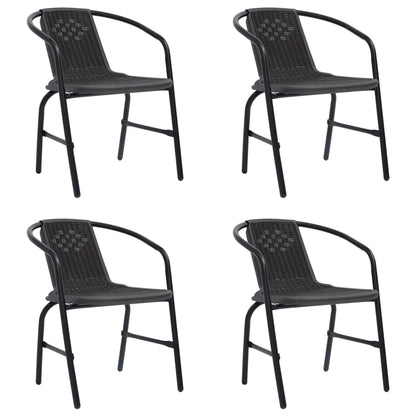 Sedie da Giardino 4 pz Nere Plastica Stile Rattan Acciaio 110kg