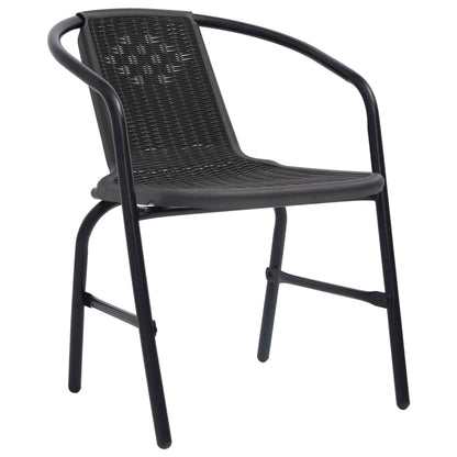 Sedie da Giardino 4 pz Nere Plastica Stile Rattan Acciaio 110kg
