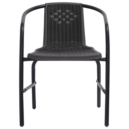 Sedie da Giardino 4 pz Nere Plastica Stile Rattan Acciaio 110kg