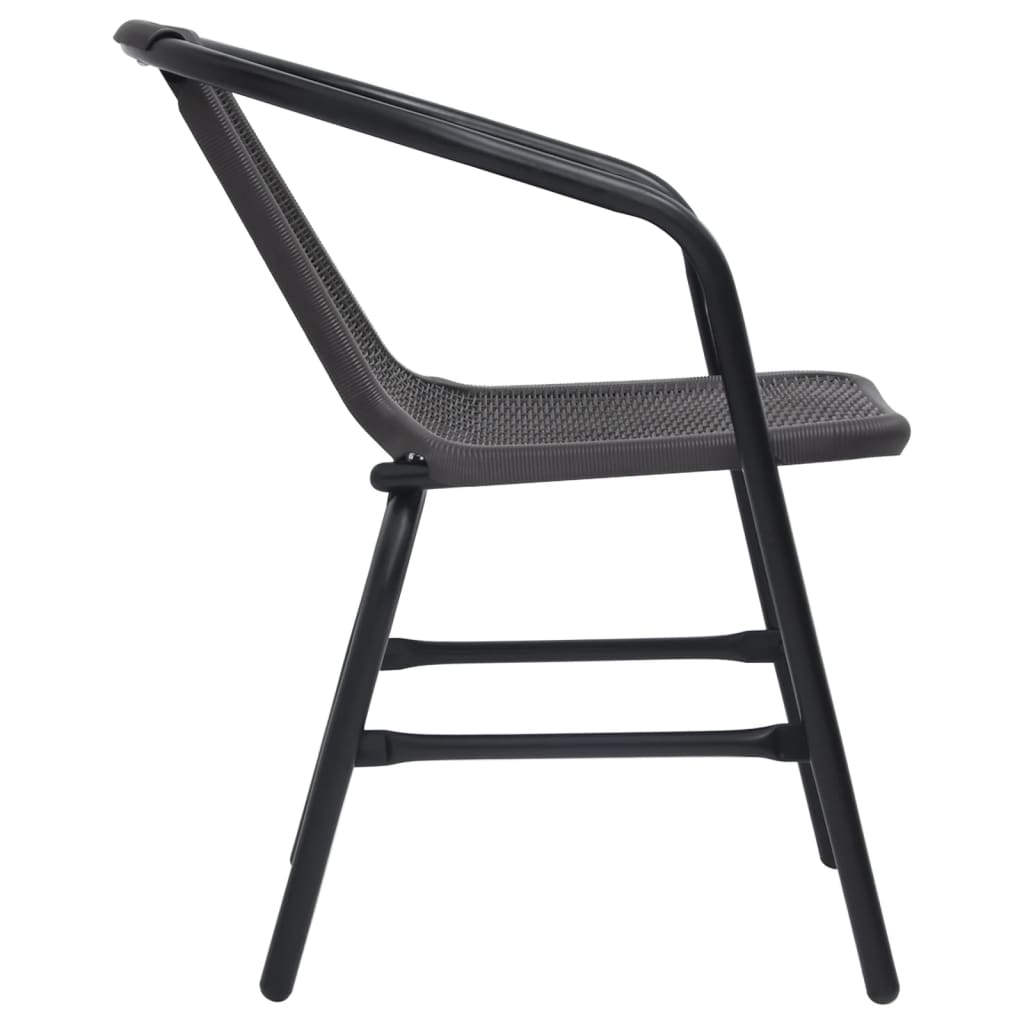 Sedie da Giardino 4 pz Nere Plastica Stile Rattan Acciaio 110kg
