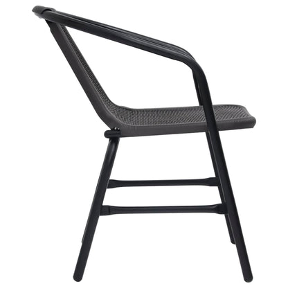 Sedie da Giardino 4 pz Nere Plastica Stile Rattan Acciaio 110kg