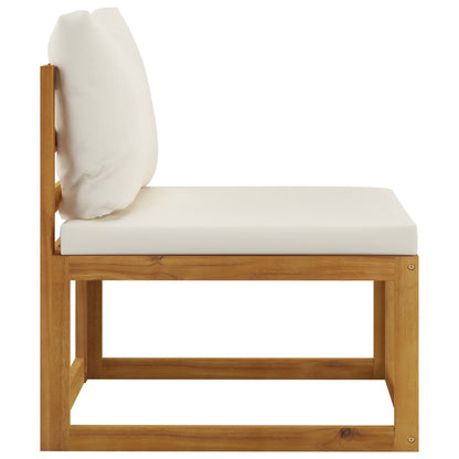 Set Divani da Giardino 3 pz con Cuscini Crema in Legno Acacia