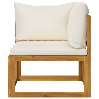Divano Angolare Modulare Cuscini Bianco Crema Massello d'Acacia