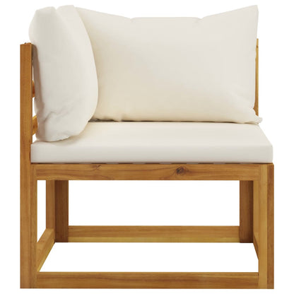 Divano Angolare Modulare Cuscini Bianco Crema Massello d'Acacia