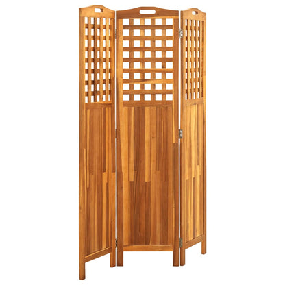 Divisorio a 3 Pannelli Grigio 121x2x170 cm in Massello Acacia