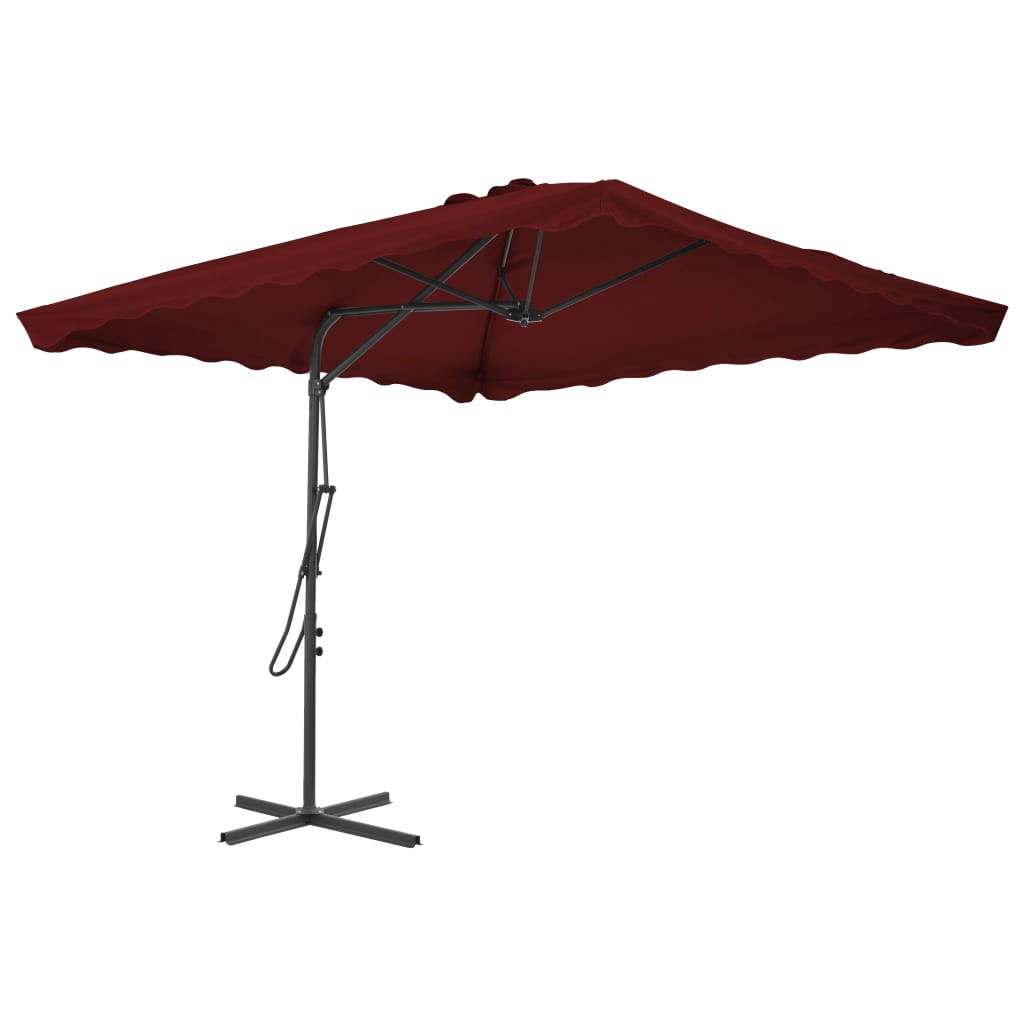 Ombrellone con Palo in Acciaio Rosso BordÃ² 250x250x230 cm