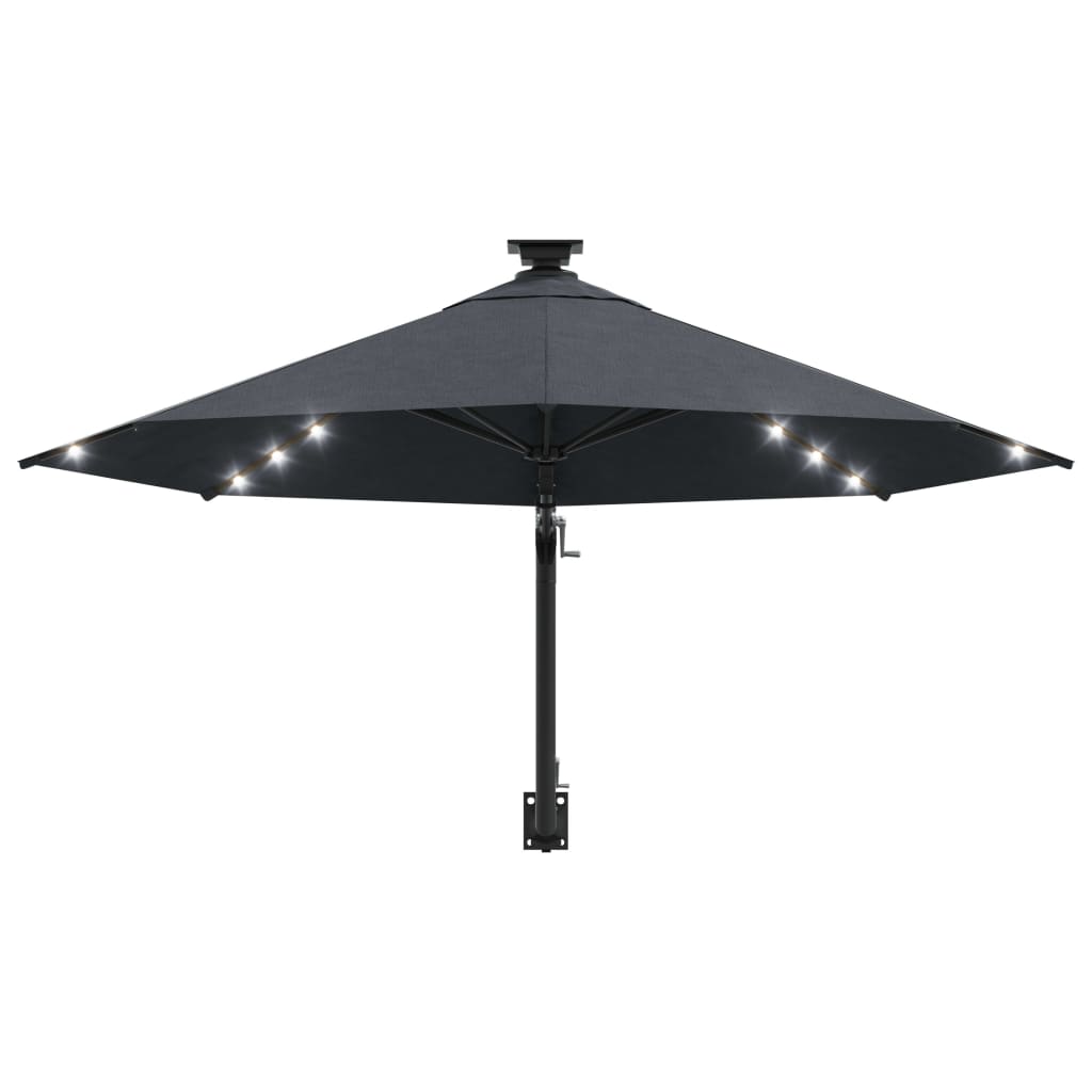 Ombrellone da Giardino a Parete con LED 300 cm Antracite