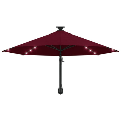 Ombrellone da Giardino a Parete con LED 300 cm Bordeaux