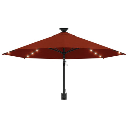 Ombrellone da Giardino a Parete con LED 300 cm Terracotta