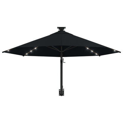 Ombrellone da Giardino a Parete con LED 300 cm Nero