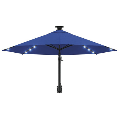Ombrellone da Giardino a Parete con LED 300 cm Blu