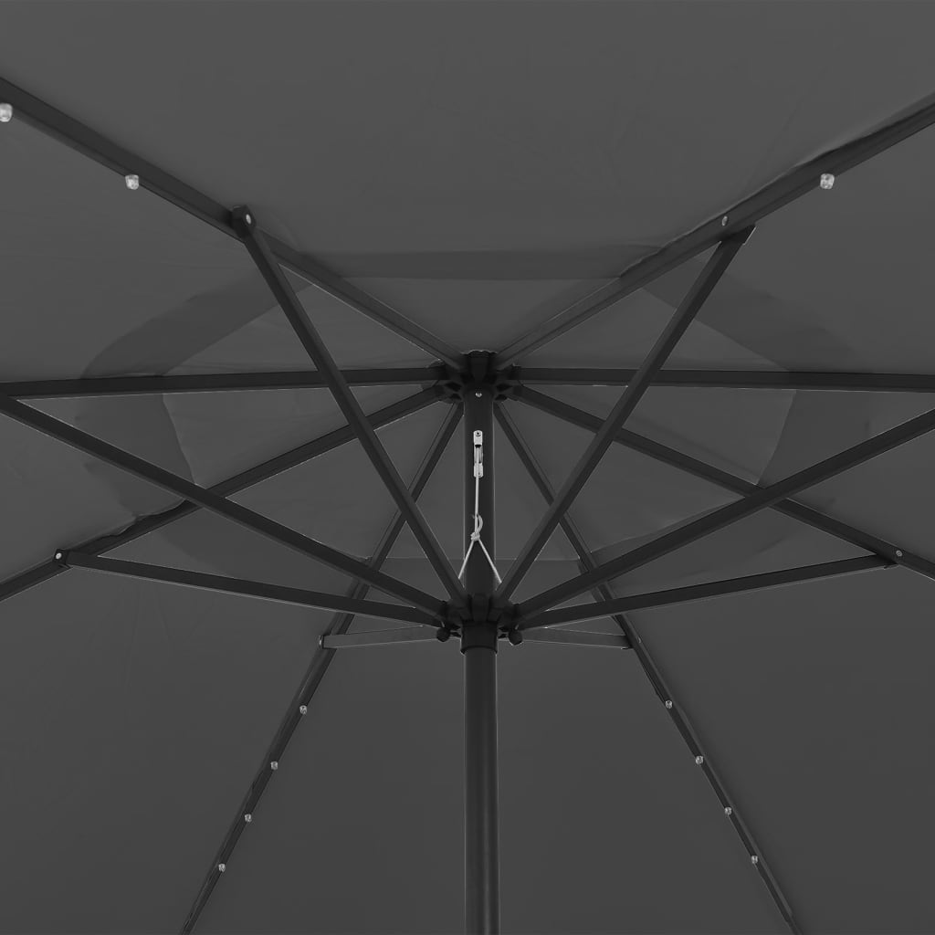 Ombrellone da Giardino con Luci LED 400 cm Antracite