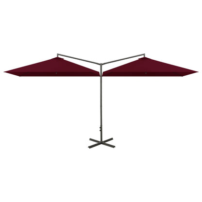 Ombrellone Doppio con Palo in Acciaio Rosso Bordeaux 600x300 cm