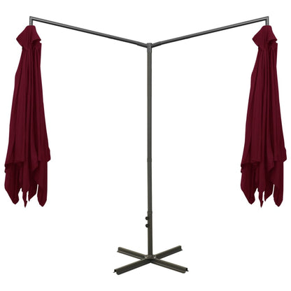 Ombrellone Doppio con Palo in Acciaio Rosso Bordeaux 600x300 cm
