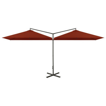 Ombrellone Doppio con Palo in Acciaio Terracotta 600x300 cm