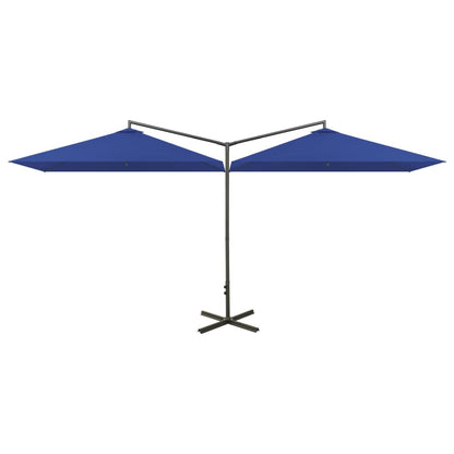 Ombrellone Doppio con Palo in Acciaio Azzurro 600x300 cm
