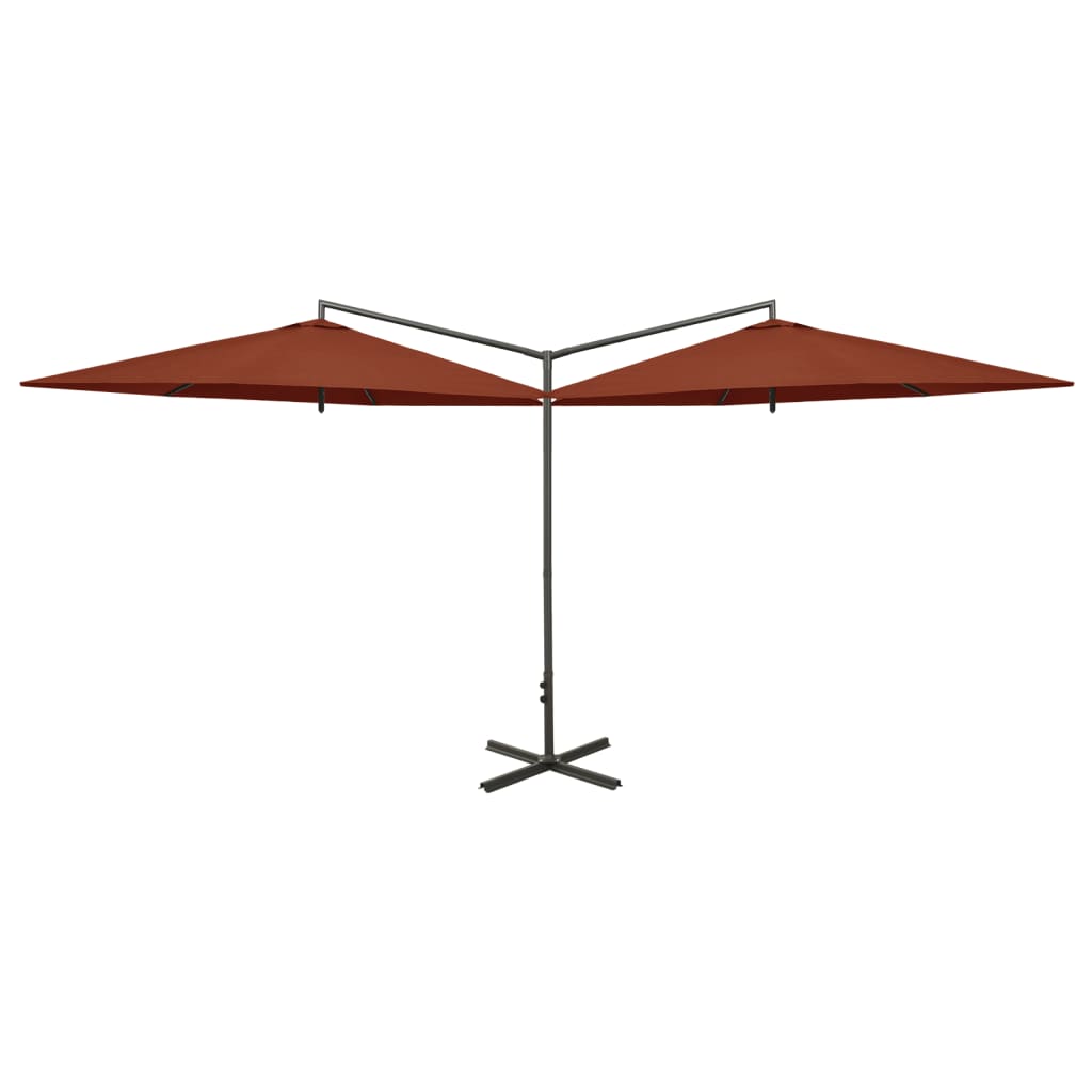 Ombrellone Doppio con Palo in Acciaio Terracotta 600 cm