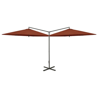 Ombrellone Doppio con Palo in Acciaio Terracotta 600 cm