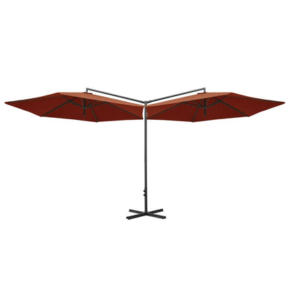 Ombrellone Doppio con Palo in Acciaio Terracotta 600 cm