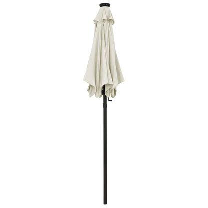Ombrellone da Giardino con Luci LED Sabbia 200x211 cm Alluminio
