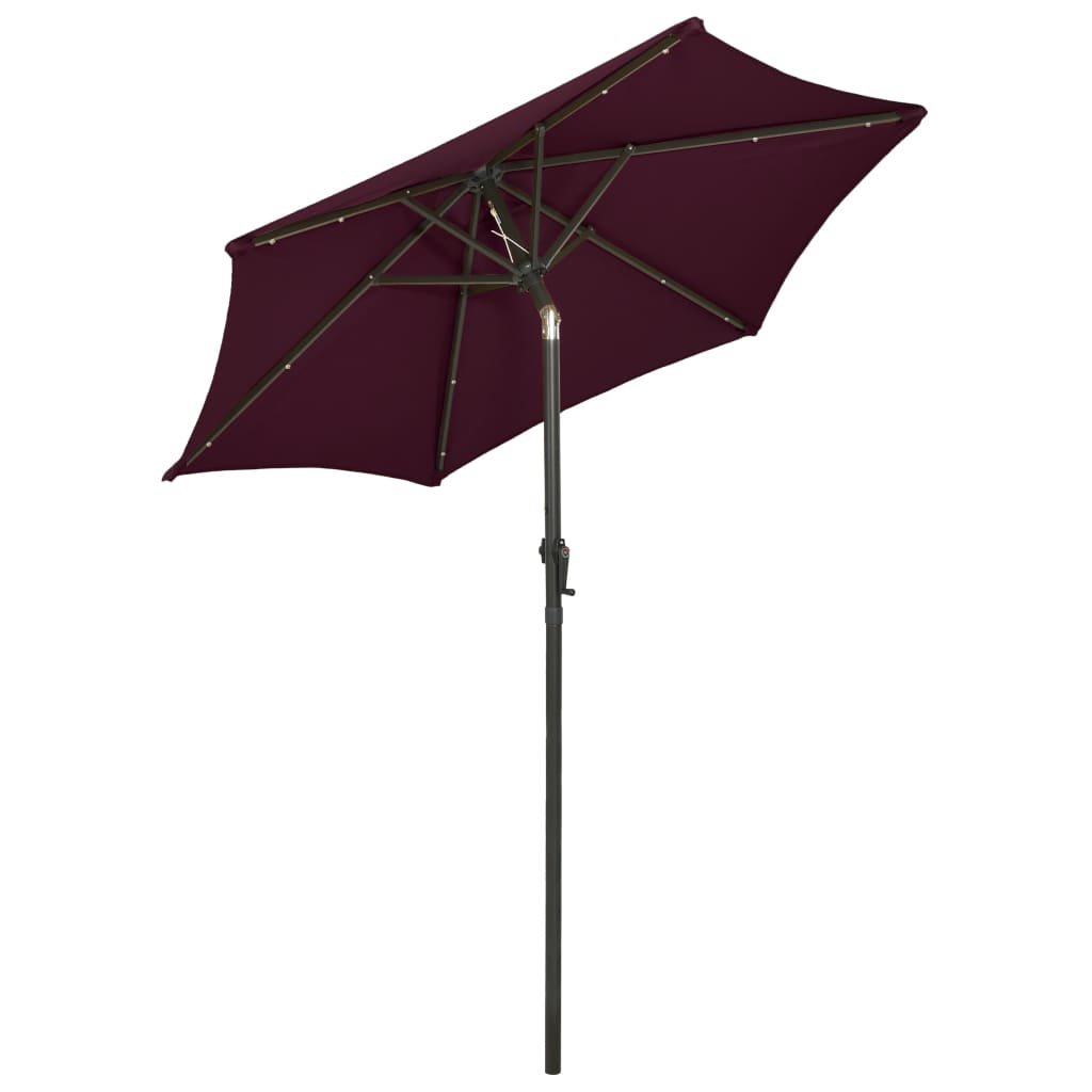 Ombrellone da Giardino con LED Bordeaux 200x211 cm in Alluminio