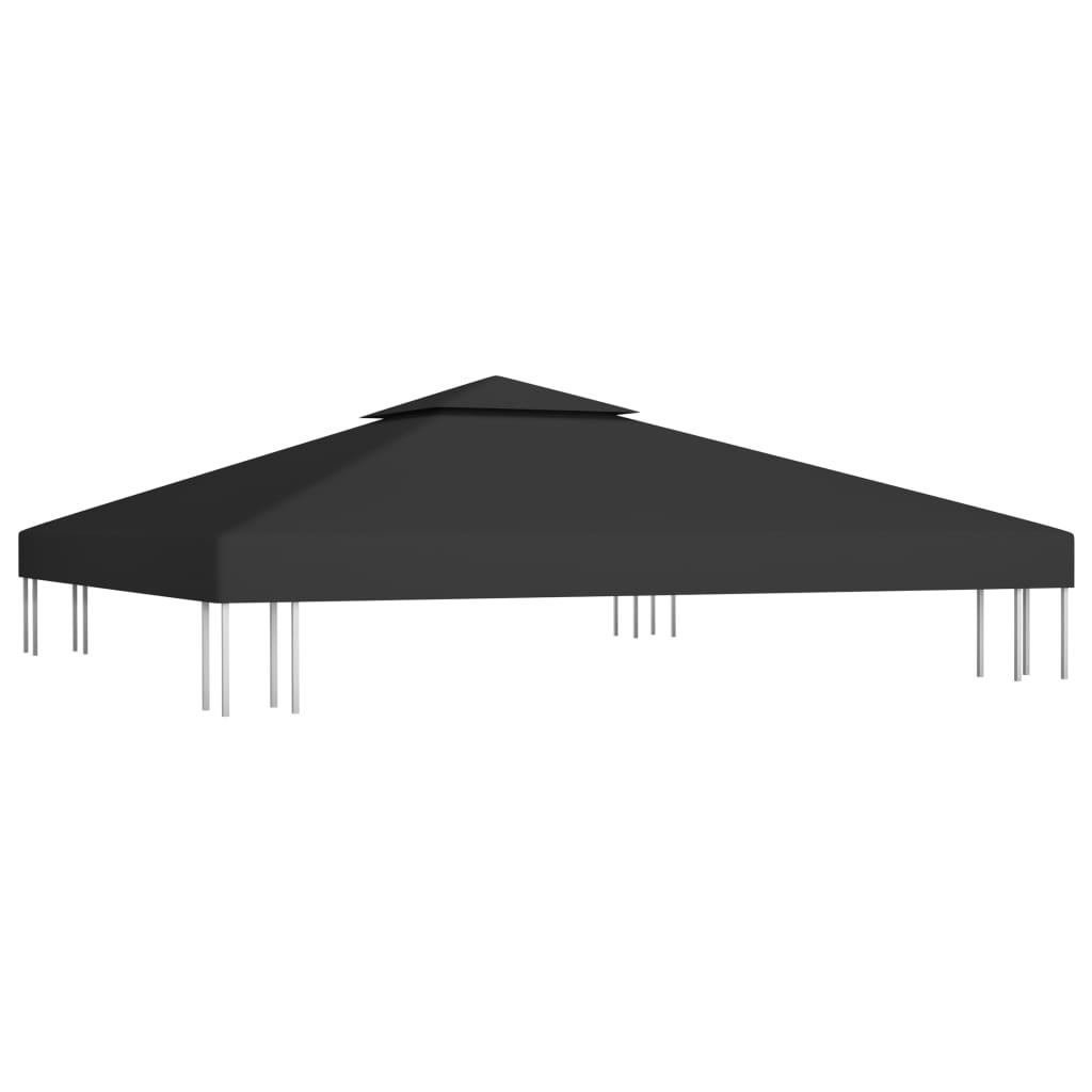 Copertura Superiore per Gazebo a 2 Strati 310 g/mÂ² 3x3 m Nera