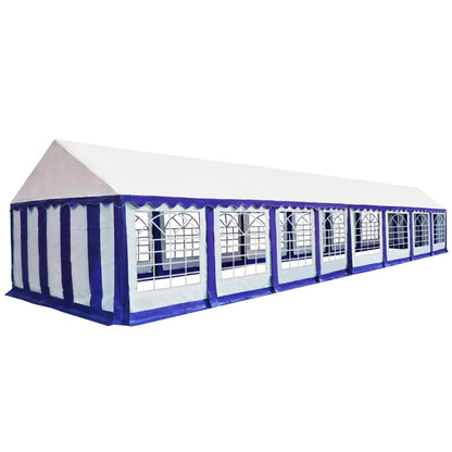 Gazebo da Giardino in PVC 6x16 m Blu e Bianco