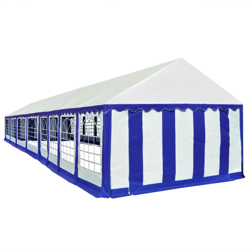 Gazebo da Giardino in PVC 6x16 m Blu e Bianco
