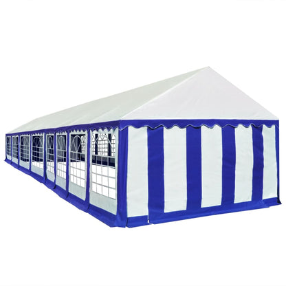 Gazebo da Giardino in PVC 6x16 m Blu e Bianco