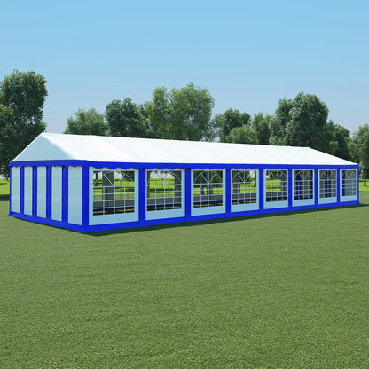 Gazebo da Giardino in PVC 6x16 m Blu e Bianco
