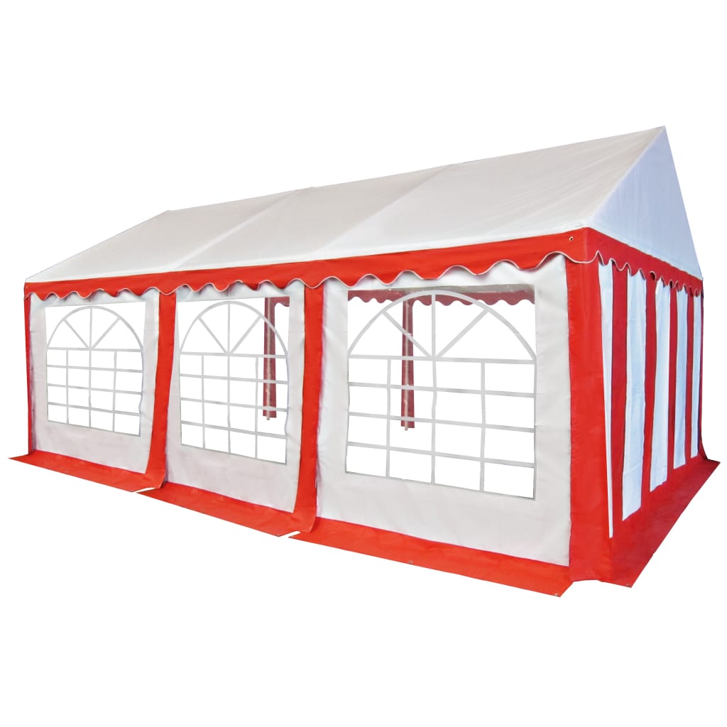 Gazebo da Giardino in PVC 4x6 m Rosso e Bianco