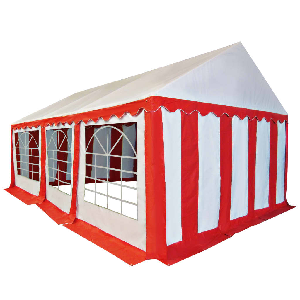 Gazebo da Giardino in PVC 4x6 m Rosso e Bianco