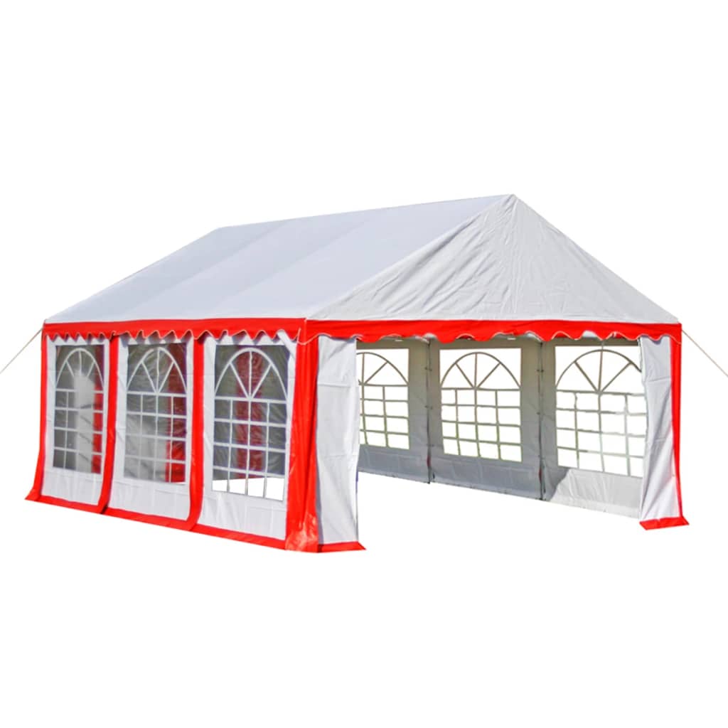 Gazebo da Giardino in PVC 4x6 m Rosso e Bianco