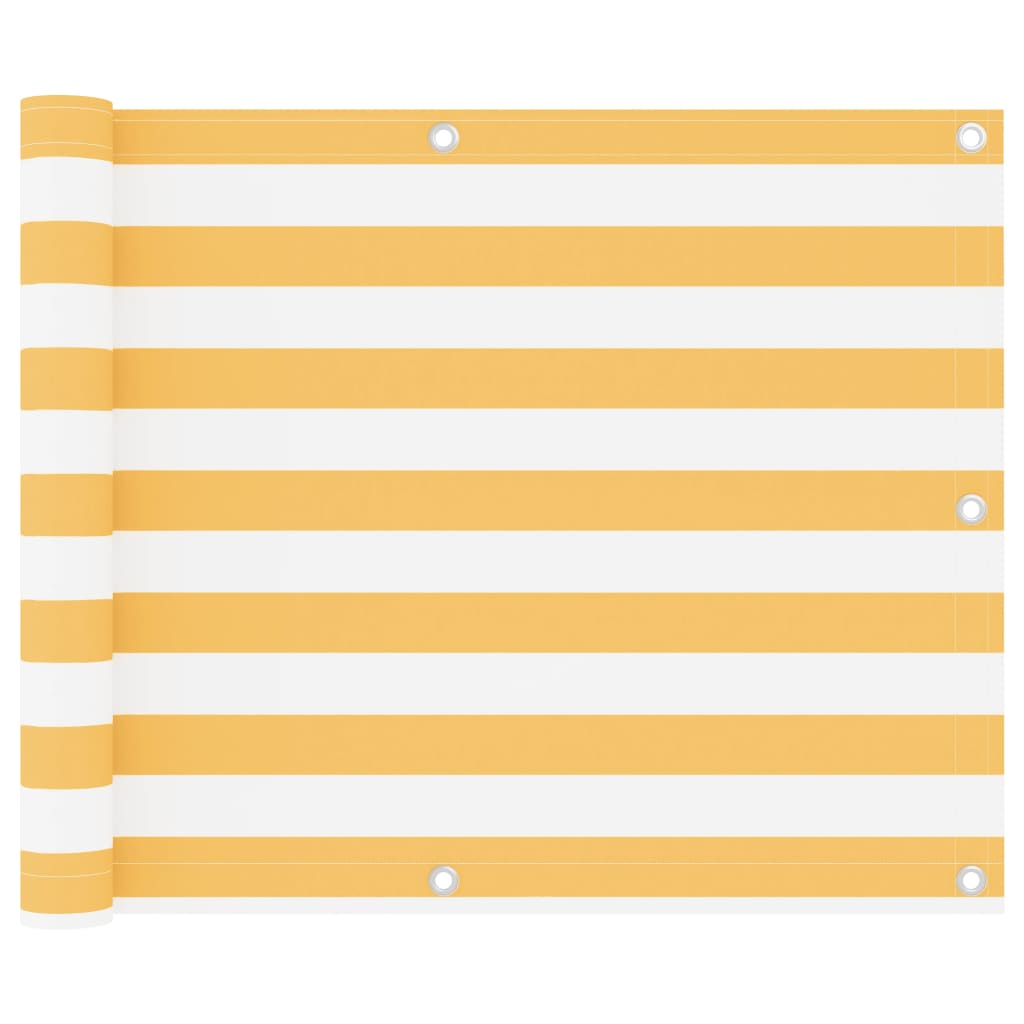 Paravento da Balcone Bianco e Giallo 75x400 cm Tessuto Oxford