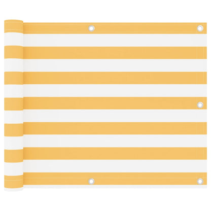Paravento da Balcone Bianco e Giallo 75x400 cm Tessuto Oxford