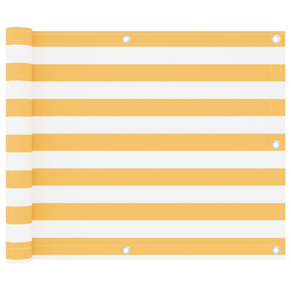 Paravento da Balcone Bianco e Giallo 75x600 cm Tessuto Oxford