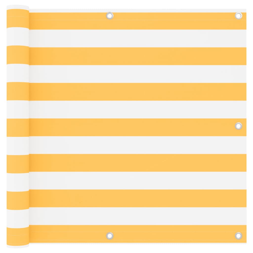 Paravento Balcone Bianco e Giallo 90x400 cm Tessuto Oxford