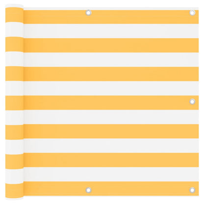 Paravento Balcone Bianco e Giallo 90x400 cm Tessuto Oxford