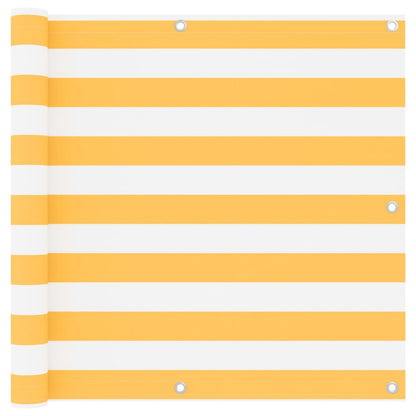 Paravento Balcone Bianco e Giallo 90x500 cm Tessuto Oxford