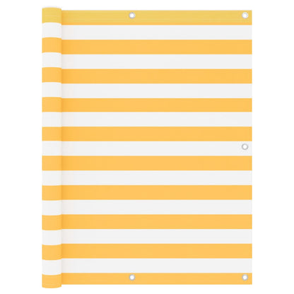 Paravento Balcone Bianco e Giallo 120x400 cm Tessuto Oxford