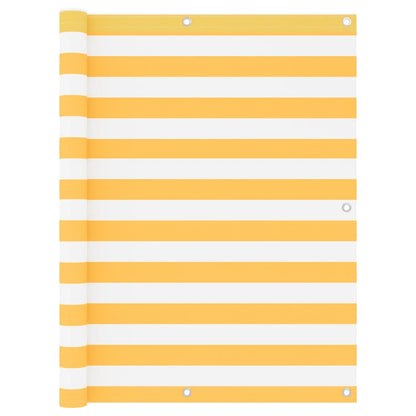 Paravento Balcone Bianco e Giallo 120x500 cm Tessuto Oxford