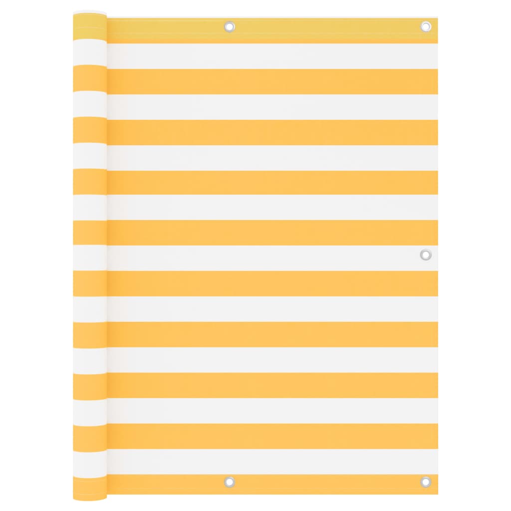 Paravento Balcone Bianco e Giallo 120x600 cm Tessuto Oxford